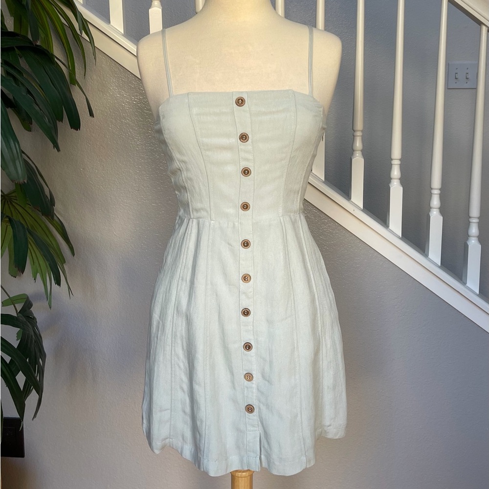 Chic Button-Down Mini Dress In Mint - image 1